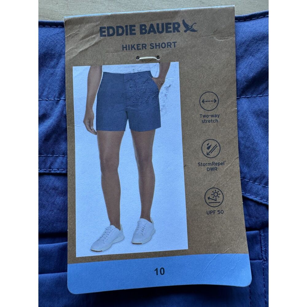 NWT Eddie Bauer Hiker Shorts Women’s 10 Blue UPF 50 Stretch StormRepel DWR